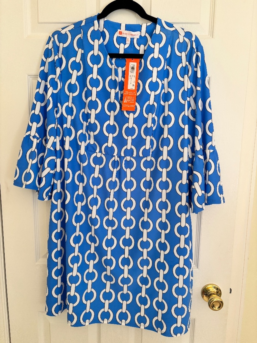 NWT Jude Connally Kerry Block Chains Harbor Blue Dress